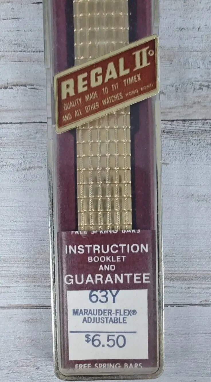 NOS Vintage Regal II 63Y Marauder-Flex Gold Tone Adjustable Expansion Watch Band